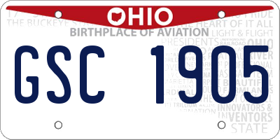 OH license plate GSC1905