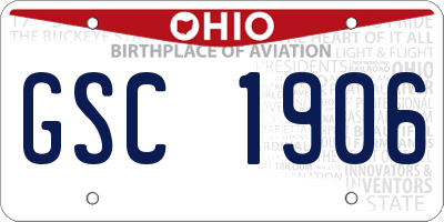 OH license plate GSC1906