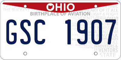 OH license plate GSC1907