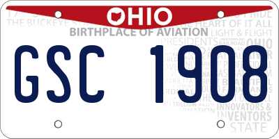 OH license plate GSC1908