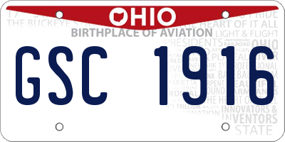 OH license plate GSC1916