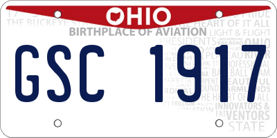 OH license plate GSC1917