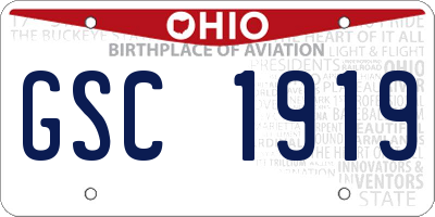 OH license plate GSC1919