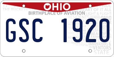 OH license plate GSC1920
