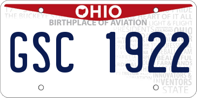 OH license plate GSC1922