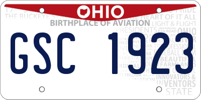 OH license plate GSC1923