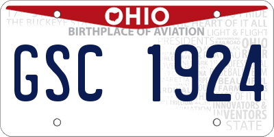 OH license plate GSC1924