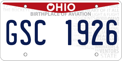 OH license plate GSC1926