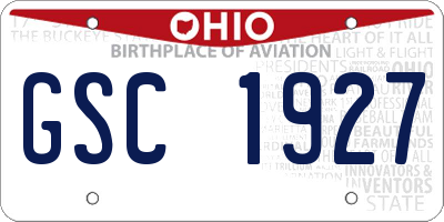 OH license plate GSC1927