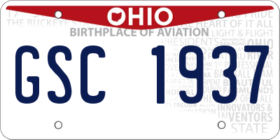 OH license plate GSC1937