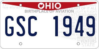 OH license plate GSC1949