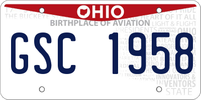 OH license plate GSC1958