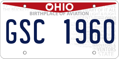 OH license plate GSC1960