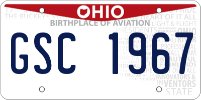 OH license plate GSC1967