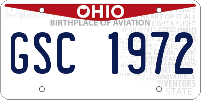 OH license plate GSC1972