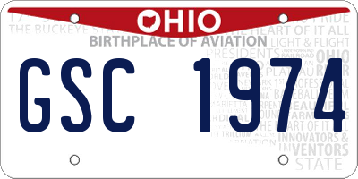 OH license plate GSC1974