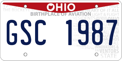 OH license plate GSC1987