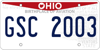 OH license plate GSC2003