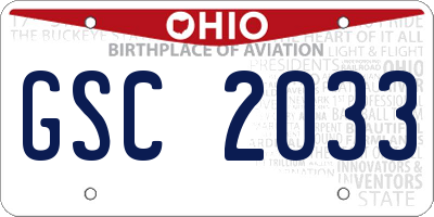 OH license plate GSC2033