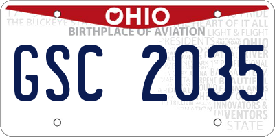 OH license plate GSC2035