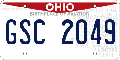 OH license plate GSC2049