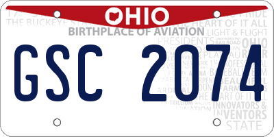 OH license plate GSC2074