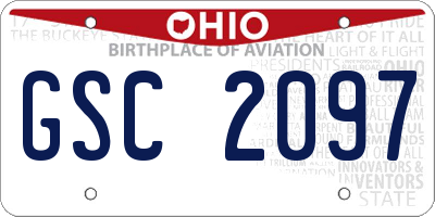 OH license plate GSC2097