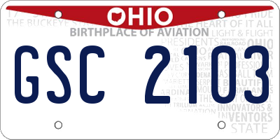 OH license plate GSC2103