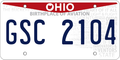 OH license plate GSC2104