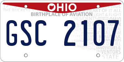 OH license plate GSC2107