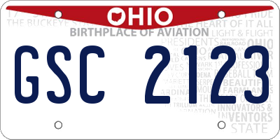 OH license plate GSC2123