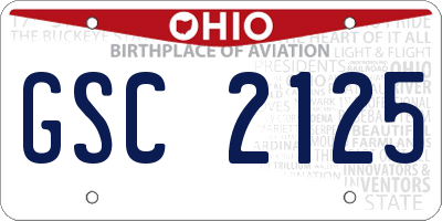 OH license plate GSC2125