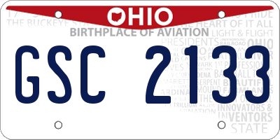 OH license plate GSC2133