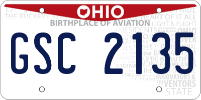 OH license plate GSC2135