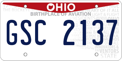 OH license plate GSC2137