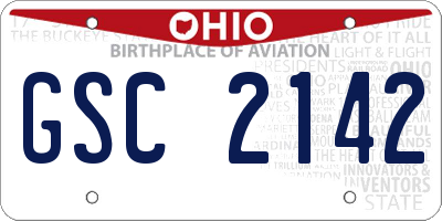 OH license plate GSC2142