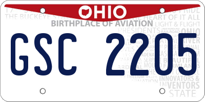 OH license plate GSC2205