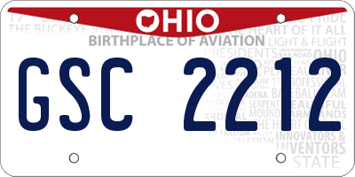 OH license plate GSC2212