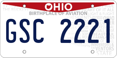 OH license plate GSC2221