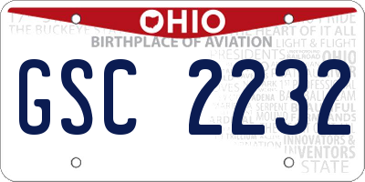 OH license plate GSC2232