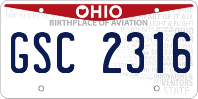 OH license plate GSC2316