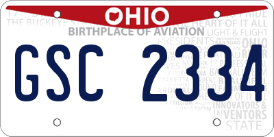 OH license plate GSC2334