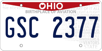 OH license plate GSC2377