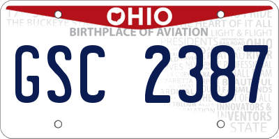 OH license plate GSC2387