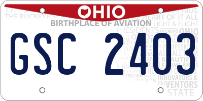 OH license plate GSC2403