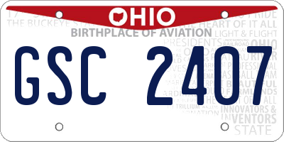 OH license plate GSC2407