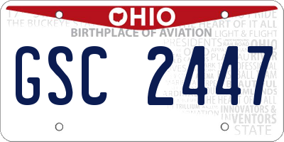 OH license plate GSC2447