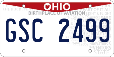 OH license plate GSC2499