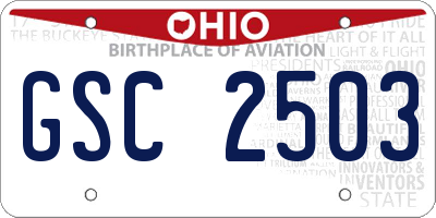 OH license plate GSC2503