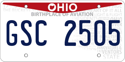 OH license plate GSC2505